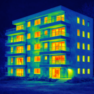 Wärmeverlust am Wohngebäude im Infrarot