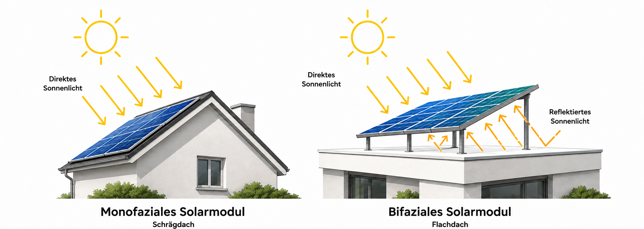 Monofaziale und bifaziale PV Systeme im Vergleich am Haus