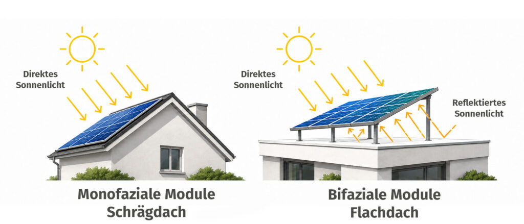 Monofaziale und bifaziale PV Systeme im Vergleich am Haus DE